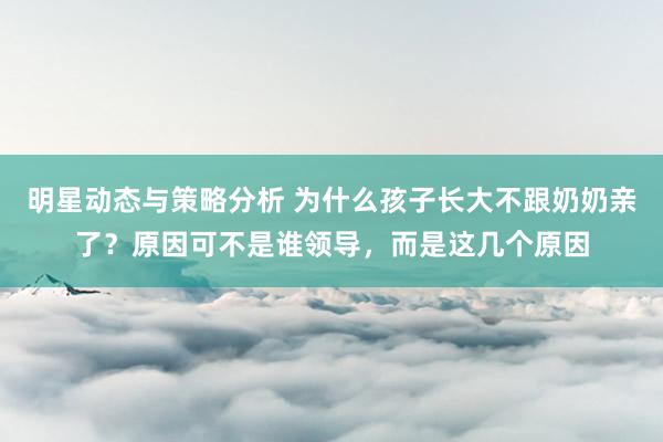 明星动态与策略分析 为什么孩子长大不跟奶奶亲了？原因可不是谁领导，而是这几个原因