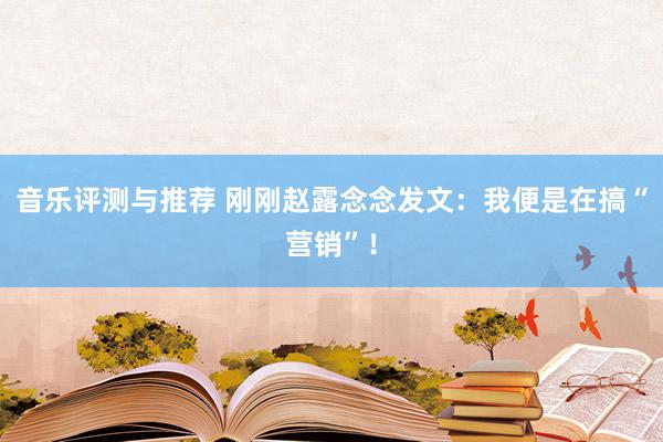 音乐评测与推荐 刚刚赵露念念发文：我便是在搞“营销”！