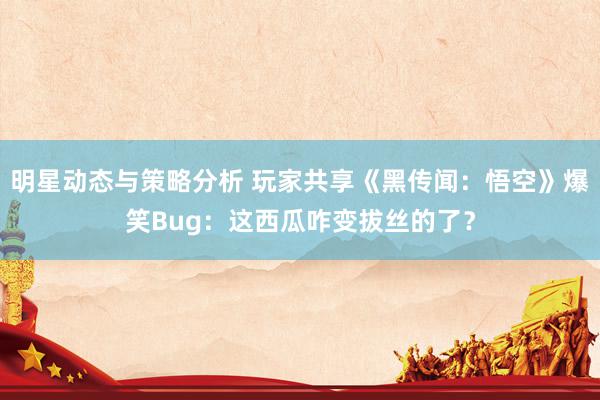 明星动态与策略分析 玩家共享《黑传闻：悟空》爆笑Bug：这西瓜咋变拔丝的了？