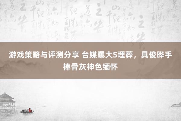 游戏策略与评测分享 台媒曝大S埋葬，具俊晔手捧骨灰神色缅怀